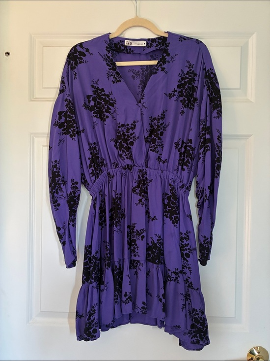 Zara Dresses & Skirts - Zara Purple Long Sleeve Floral Tiered Dress
